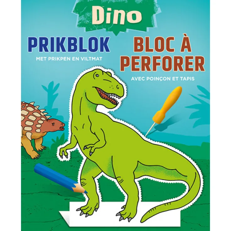 prillblock Dino junior 22,7 x 18,4 cm Papier grün/blau