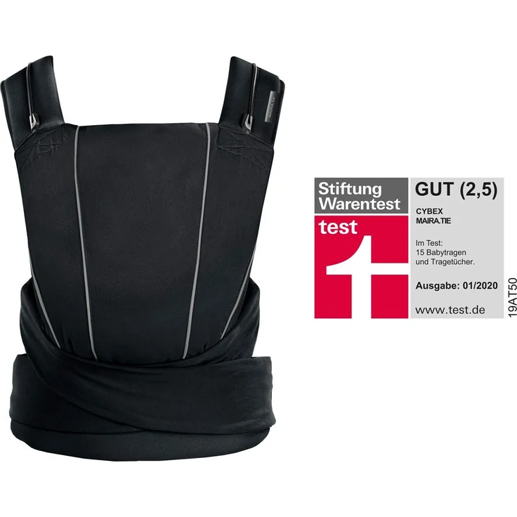 CYBEX Gold Babytrage MAIRA.tie, Ab Geburt bis ca. 2 Jahre (ca. 3,5 – 15 kg), 100% Baumwolle, Lavastone Black – Bild 2
