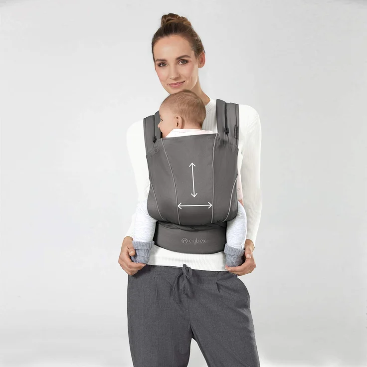 CYBEX Gold Babytrage MAIRA.tie, Ab Geburt bis ca. 2 Jahre (ca. 3,5 – 15 kg), 100% Baumwolle, Lavastone Black – Bild 4