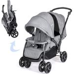 DREAMADE Geschwisterwagen 2 in 1, Doppelkinderwagen baby und kleinkind, Zwillingswagen Faltbar, Babywagen mit Doppelsitz, kinderwagen für 2 kinder, Grau - Preisvergleich