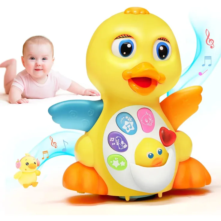 MOONTOY Musik Kinderspielzeug ab 1Jahr Mädchen Junge,Ente Baby Spielzeug 6 10 12 Monate mit Musik und Lichte,Krabbel Musikspielzeug ab 1 Jahr,lernspielzeug Pädagogisches Babyspielzeug fur 1 2 Jahre