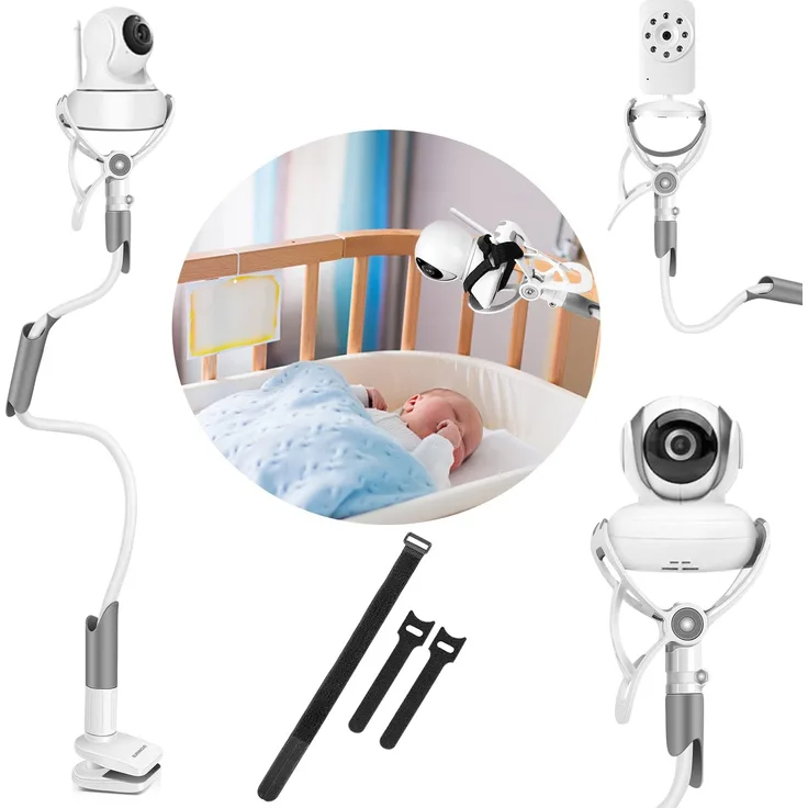 BURNNOVE Babyphone Halterung Kein Bohren erforderlich 85 cm Baby Kamera Halterung 360° drehbare Faltbare Baby Monitor Holder mit 3 Schultergurten für 7 cm Dicke Möbel