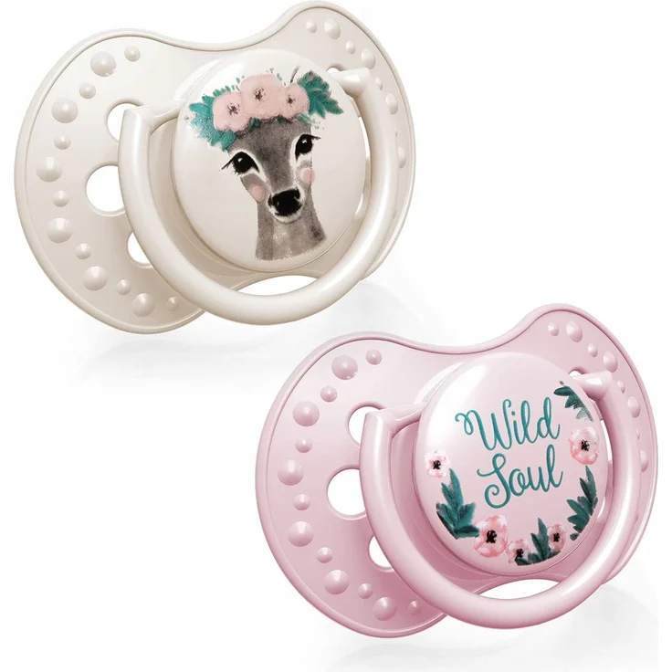 LOVI Schnuller Wild Soul Kollektion, Silikon, Hygieneschutzhülle, BPA-frei, 2 Stück (3-6m, Wild Soul Girl) – Bild 1