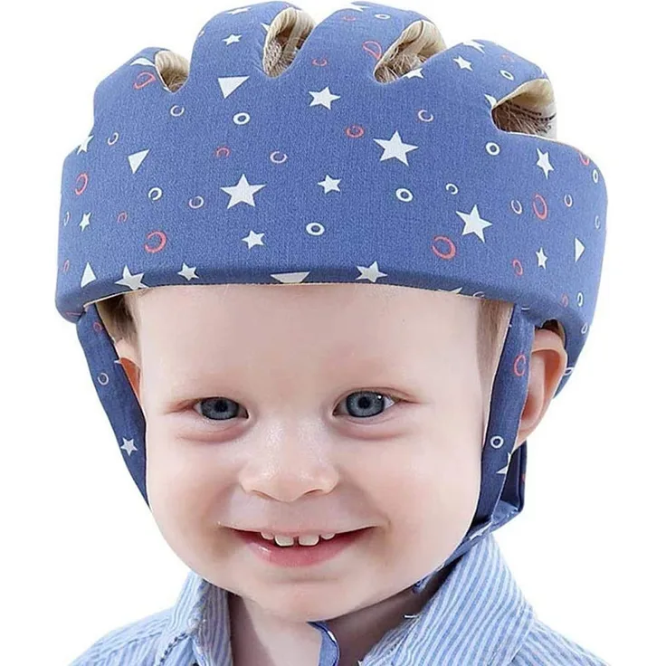IULONEE Baby Helm Kleinkind Schutzhut Kleinkind Kopfschutz Baumwolle Hut Kleinkind Verstellbarer Schutzhelm (Sternenblau)