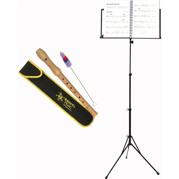 Voggenreiter Blockflöten-Set, 4-tlg, Blockflöte, Notenständer NS-100, Flöte, C-Sopran, Barocke Griffweise