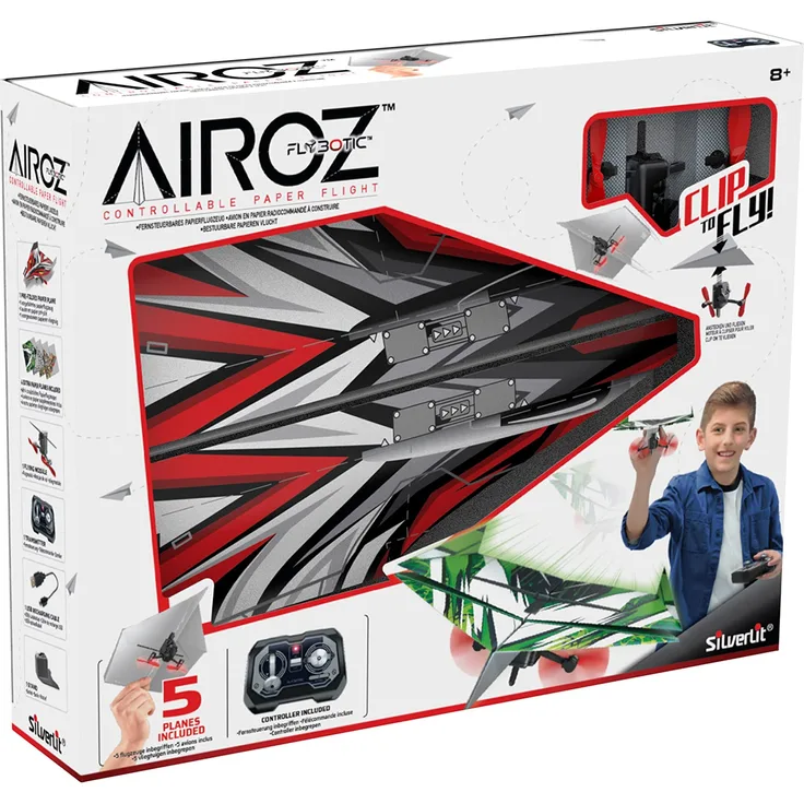 FLYBOTIC RC 84844 AIROZ by Silverlit, ferngesteuertes Flugzeug, rc Papierflieger, Spielzeug für Kinder, bunt, ab 8 Jahren