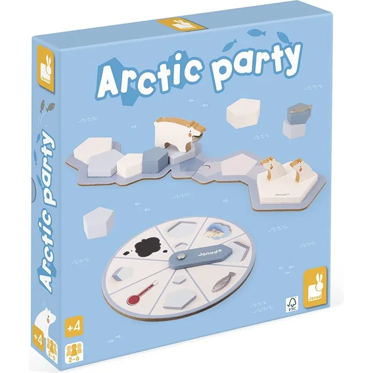 Janod - Nordpol-Party - Kooperatives Kinderspiel - Thema Eisbären - Gesellschaftsspiel aus Holz und Pappe - 2 bis 6 Spieler - FSC-zertifiziert - ab 4 Jahre, J02469