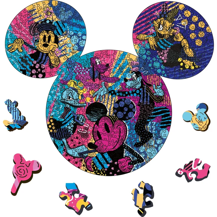 Trefl - Konturpuzzle aus Holz: Cult Mickey Mouse, Mickey Mouse - 500+5 Teile, Holzbearbeitung, unregelmäßige Formen, 70 Figuren, modernes Premium Puzzle, für Erwachsene und Kinder ab 12 Jahren – Bild 1