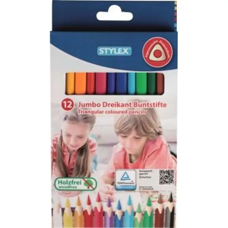 12 Jumbo Dreikant Buntstifte Stylex