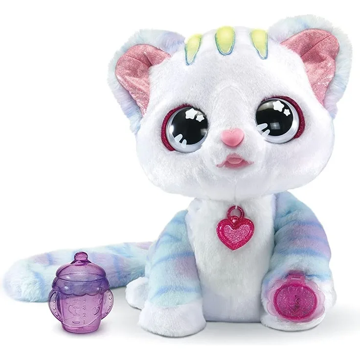 VTech - Ruby, Mon Chat Magische Pailletten, interaktiver Plüsch – 3 Jahre – Version FR