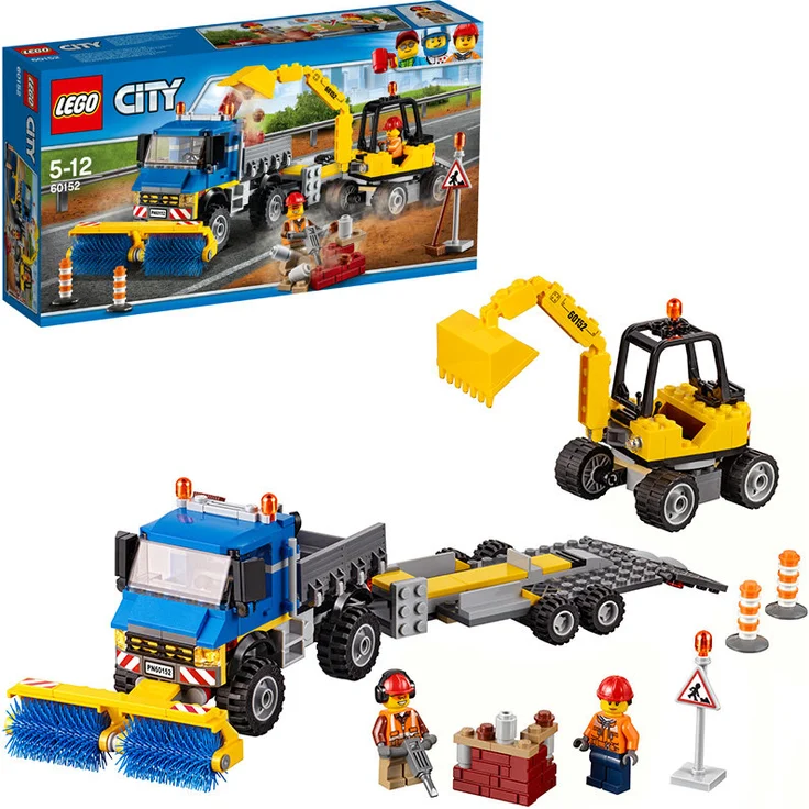 LEGO City 60152 - Straßenreiniger und Bagger, Bausteinspielzeug – Bild 3