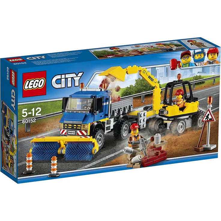 LEGO City 60152 - Straßenreiniger und Bagger, Bausteinspielzeug – Bild 1