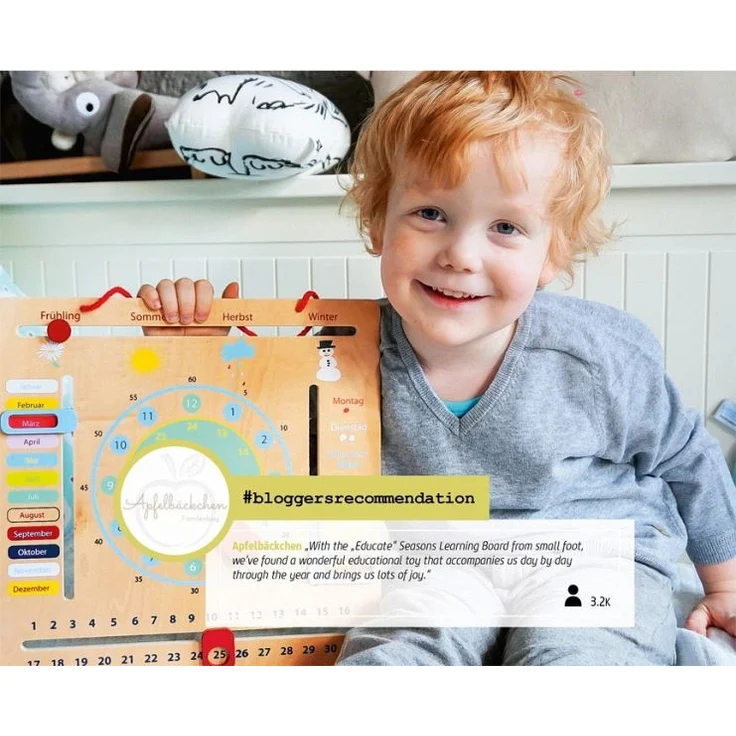 small foot 11327 - Jahreszeiten-Tafel Educate, Lern-Uhr, Holz, 30x30cm – Bild 5