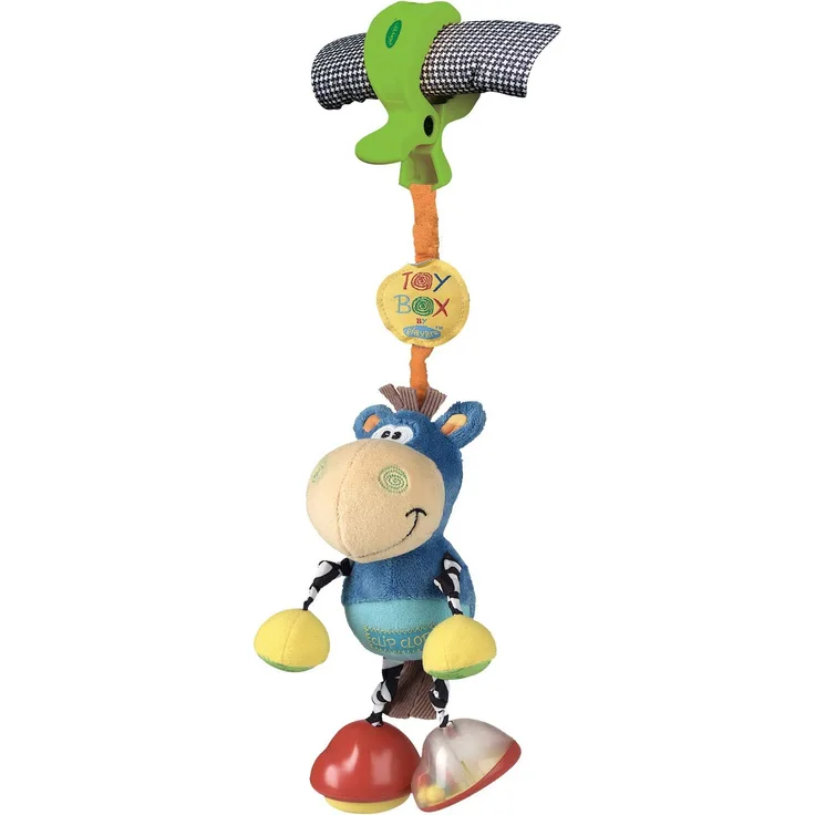 Playgro Kinderwagenanhänger Klipp Klapp Pferd, Ab 0 Monate, Dingly Dangly Clip Clop, Blau/Bunt, 40145