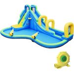 COSTWAY Hüpfburg mit Gebläse Wasserrutsche Spielpool Aufblasbare, Wasserspielcenter mit Rutsche, Wasserpark aufblasbar, Planschbecken 478x366x242cm - Preisvergleich