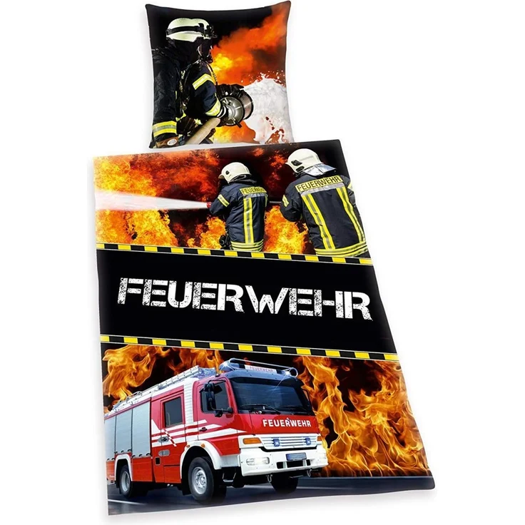 Herding Bettwäsche-Set 'FEUERWEHR' Wendemotiv, 135 x 200 cm, – Bild 1