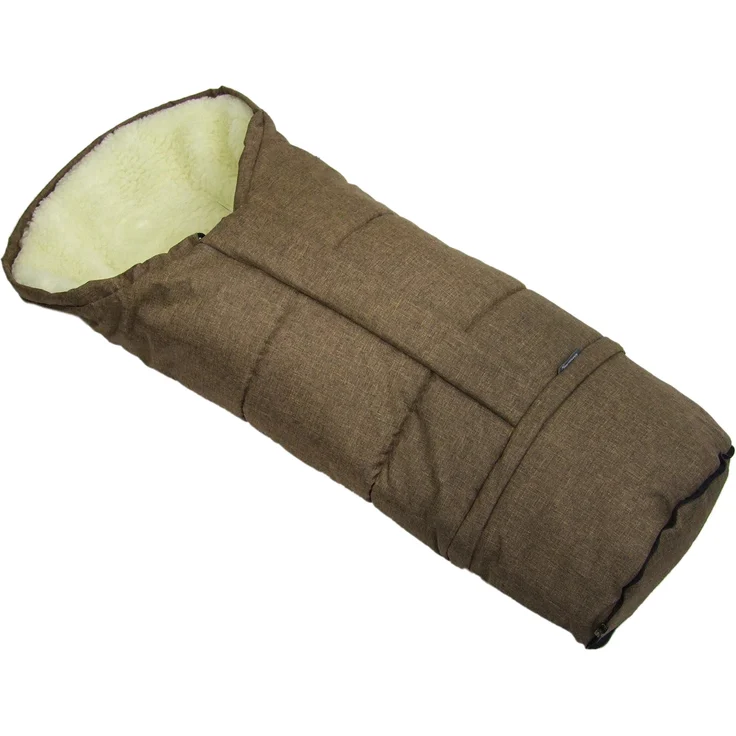 BAMBINIWELT Winterfußsack Fußsack für Kinderwagen, Buggy oder Schlitten, in Mumienform, aus Wolle, Größe anpassbar, MUMIE MELIERT (braun MELIERT) – Bild 1
