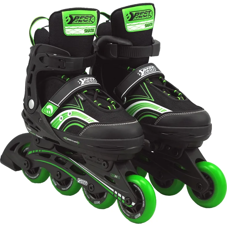 Best Sporting Inline Skates Größe verstellbar, ABEC 5 Carbon grün grün/schwarz, 35-40