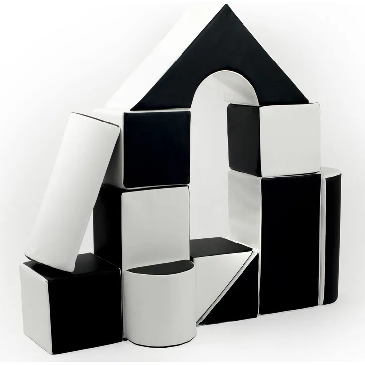 Velinda 11 Grossbausteine Schaumstoffbausteine Bauklötze Riesenbausteine Schloss-Set (Farbe: schwarz - weiß)
