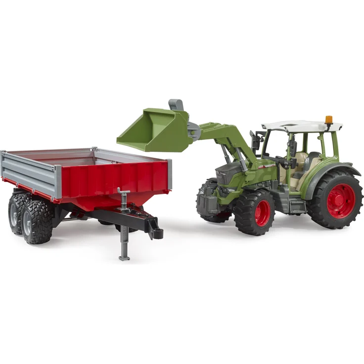 Bruder 02182 Fendt Vario 211 mit Frontlader und Bordwandanhänger – Bild 2