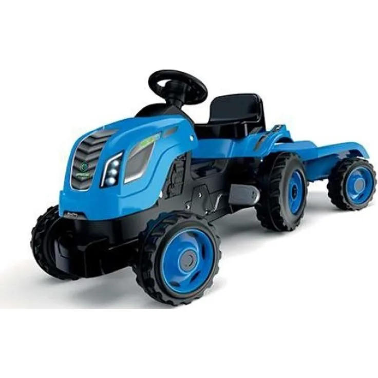 Smoby Farmer XL -sininen traktori ja peräkärry