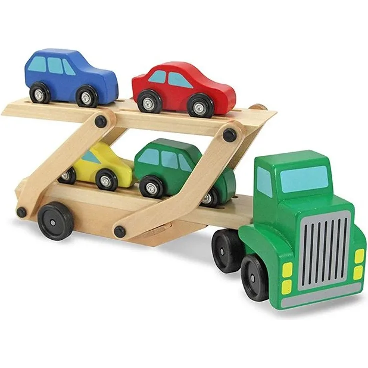 Melissa & Doug 14096 Autotransporter mit 4 Autos Holz