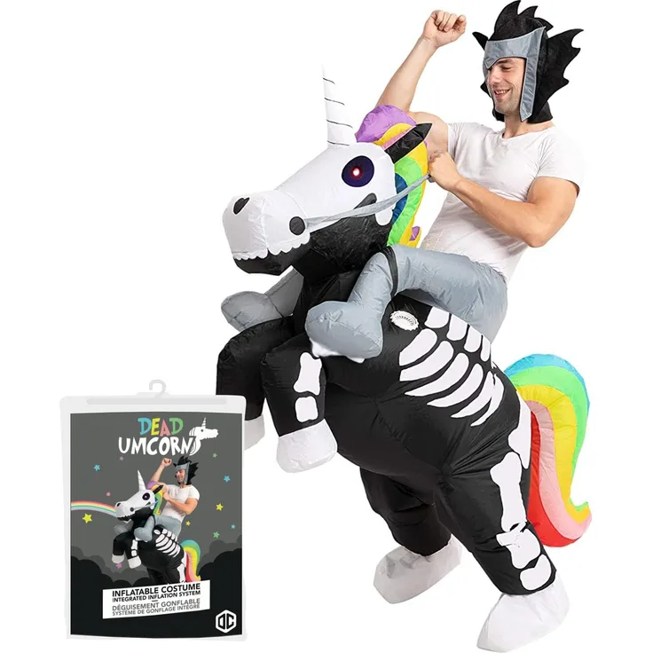 Aufblasbare Verkleidung Einhornskelett | Ungewöhnliches Kostüm in Erwachsenengröße | Aus sehr strapazierfähigem Polyester - Angenehm zu tragen | Inklusive Aufblassystem | OriginalCup®