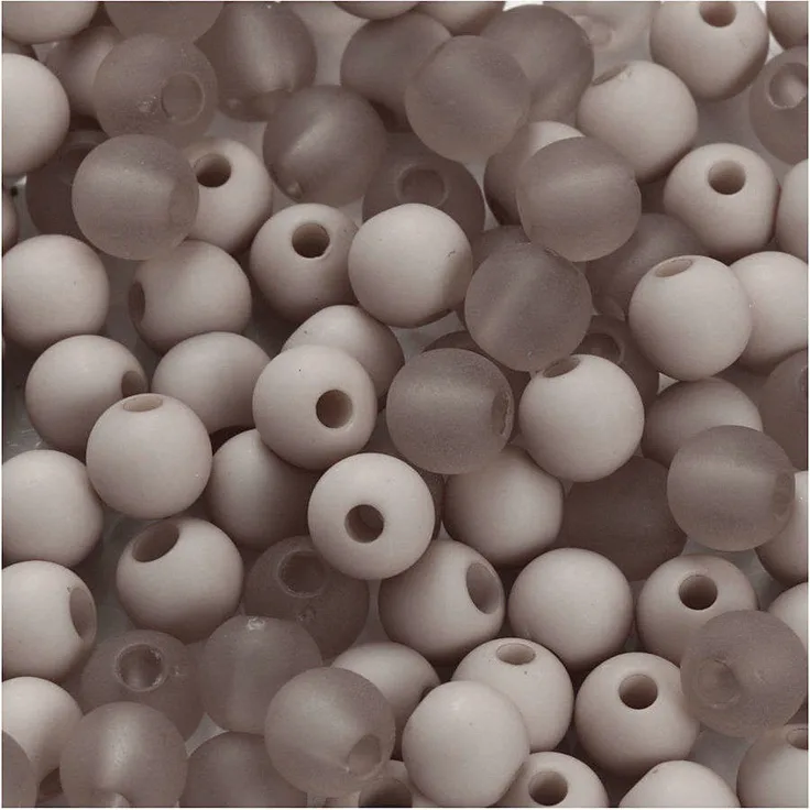 Kunststoffperlen, D: 6 mm, Lochgröße 2 mm, Hellgrau, 40g, ca. 150 Stück