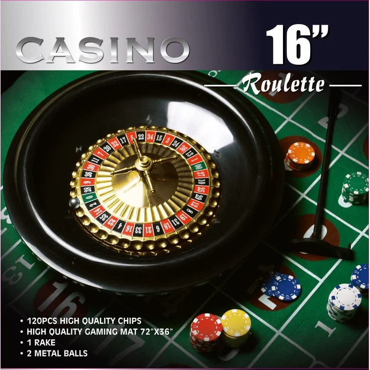 Da Vinci 40,6 cm (16 Zoll) Roulette-Radspiel-Set mit 120 11,5 Gramm Chips, volle Größe, 90 x 150 cm Filz-Layout und Rechen