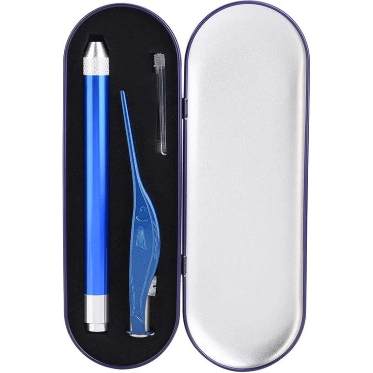 Baby Ohrenschmalz Entferner Set Edelstahl Leuchtende Sichtbare Pinzette Earpick Sicher Weiche Ohr Pick Ohrenschmalz Entferner Reiniger mit Aufbewahrungsbox für Baby Ohrenreinigung(Blue)