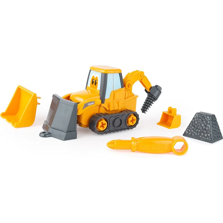 JOHN DEERE 47278 Kids Build A Buddy Deluxe Baggerlader, Bagge Kinder, Bauernhof, Traktor Spielzeug für Jungen und Mädchen ab 3 Jahren, Yellow