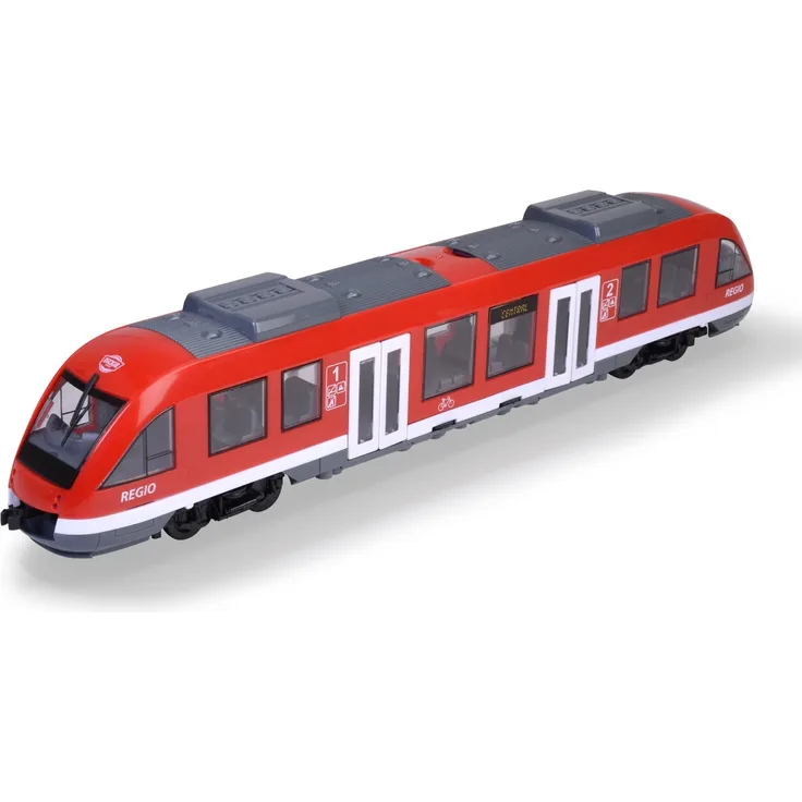 Dickie Toys - City Train (rot) - Spielzeug-Zug (45 cm) auf Rädern mit Türen & Dach zum Öffnen, Eisenbahn für Kinder ab 3 Jahren