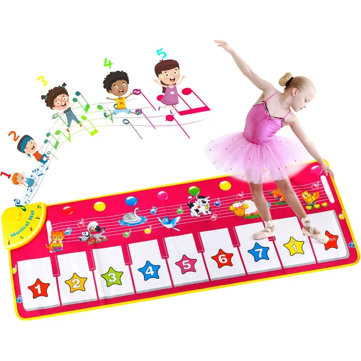 EXTSUD Klaviermatte,Kinderspielzeug Geschenk für Jungen Mädchen,Kleinkind Tanzmatten,Baby Spielzeug ab 1 Jahr Geschenk, Mädchen Instrumenten Klaviertastatur Keyboard Musikmatte