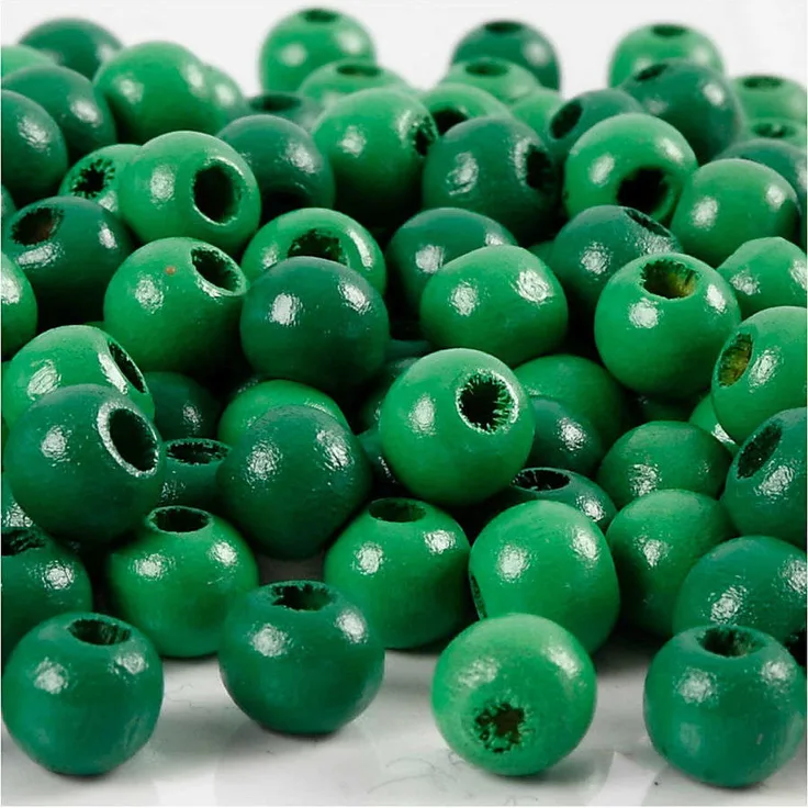 Holzperlen, D: 8 mm, Lochgröße 2 mm, Grün, 15g, ca. 80 Stück