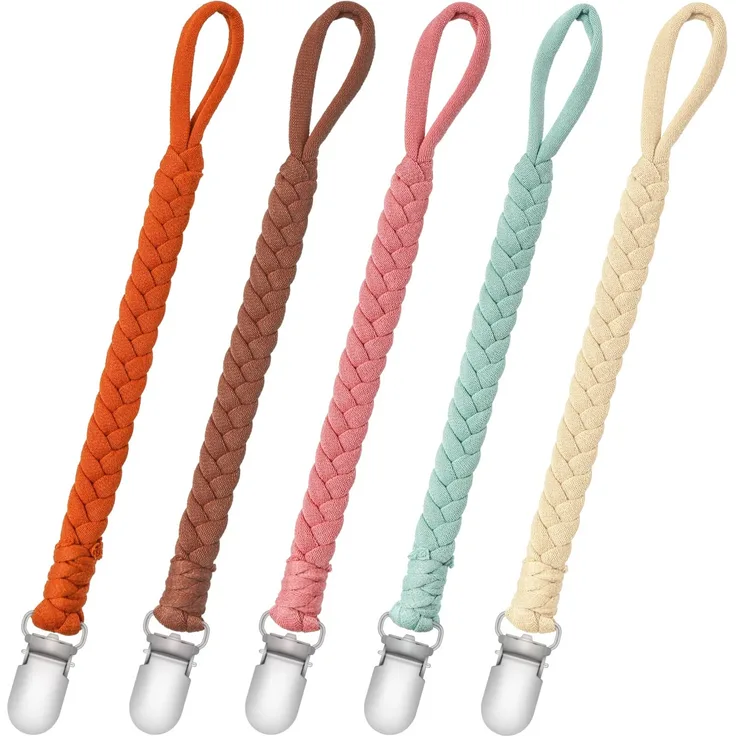 Baumwolle Schnullerkette, Baby Schnullerkette Clip, ab 3 monaten Baby Baumwolle Schnullerkette Clip, Passt Alle Schnuller Baby Zahnen Spielzeug Dummy Chain (5 Pack)