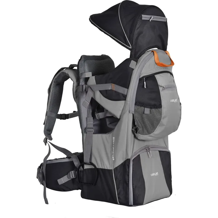 Veelar FLEX Kindertrage für Reise Kinderrückentrage mit Sonnenschutz für 6-36 Monate Tragesitz bis 18 kg Aluminium 10811 04