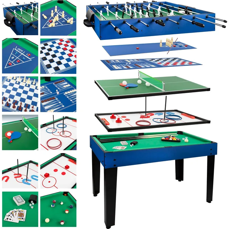 COLORBABY Mehrspieltisch, Holz, umwandelbarer Billardtisch, 12 Spiele, Kinderspielzeug, 6 Jahre, Brettspiele, Tischkicker für Kinder, Erwachsene (45596), 12 in 1 Tisch, 104 x 57. 5 x 69 cm - Preisvergleich
