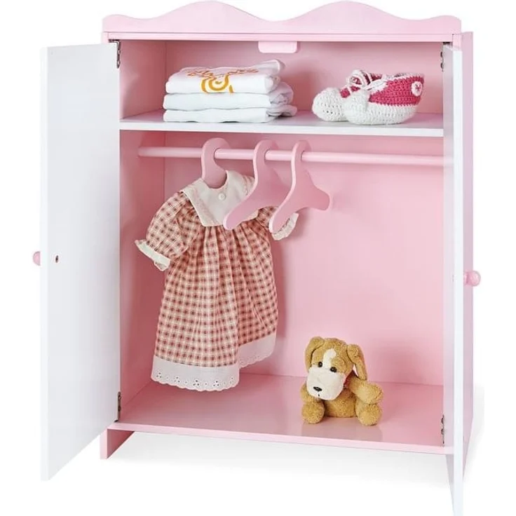 Pinolino Puppenschrank 'Jasmin' aus Holz, rosa/weiß, L 45 x B 25 x H 62 cm, ab 2 Jahren - Preisvergleich – Bild 2