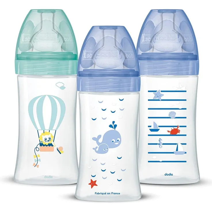 Set mit 3 Babyflaschen, Antikolik Sensation+, für Jungen, 270 ml, 0-6 Monate, flacher Sauger, Fluss 2
