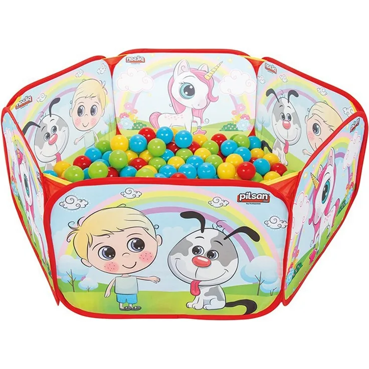 Pilsan Bällebad, Ballpool 06413 mit 200 Bällen 6 cm Durchmesser, Schutzrand
