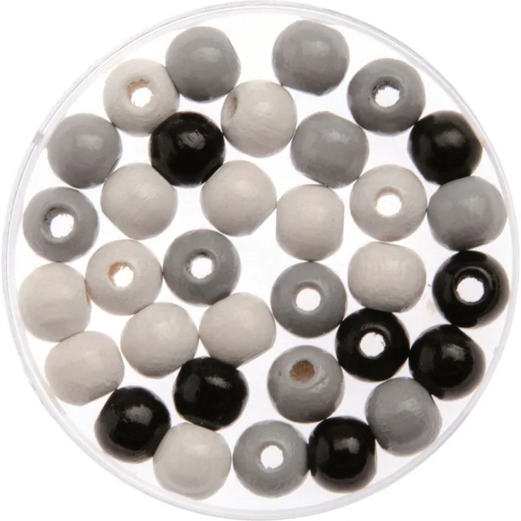 Glorex Holzperle schwarz / grau / weiß 10 mm
