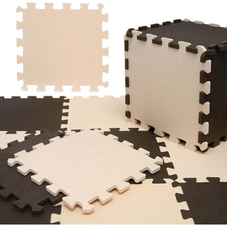 LittleTom Baby Puzzlematte Ab Null Kinder Spielmatte EVA Krabbelmatte Baun Beige - Preisvergleich – Bild 1