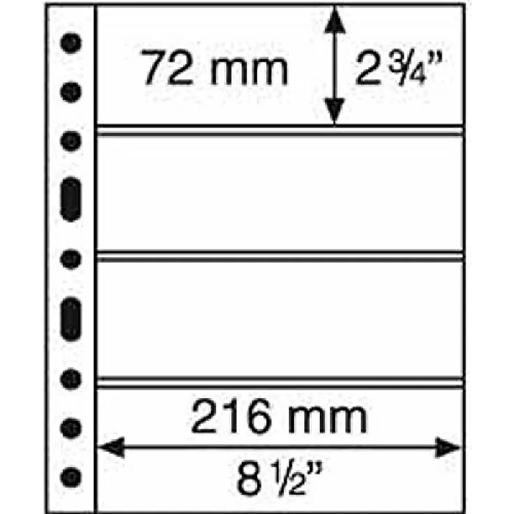 Leuchtturm - Kunststoffhüllen Grande, 4 waagrechte Streifen, glasklar, 5er Pack