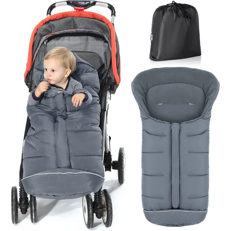 Orzbow Baby Fußsack Babyfußsack Winterfußsack Babyschale Buggy | Waschbar Verschließbarer Baby Schlafsack Winter Passend Für Kinderwagen (Grau)