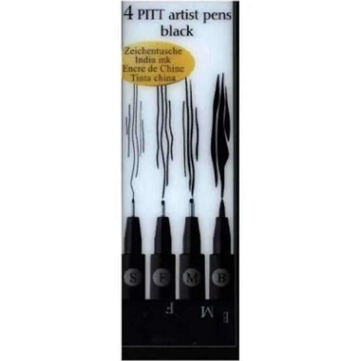 Tuschestift PITT artist pen schwarz 4er Etui – Bild 1