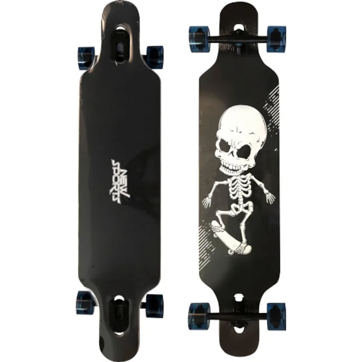 New Sports 'Longboard Skull' ca. 104 x 24 cm, bis 100 kg belastbar, ABEC 9 Kugellager - Preisvergleich