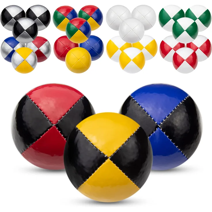 Juggle Dream 3X Pro Thud Jonglierbälle - Set mit 3 professionellen Jonglierbällen mit kostenlosem Online-Lernvideo, perfekt für Anfänger und Experten (Schwarz/Blau, Schwarz/Rot, Schwarz/Gelb)