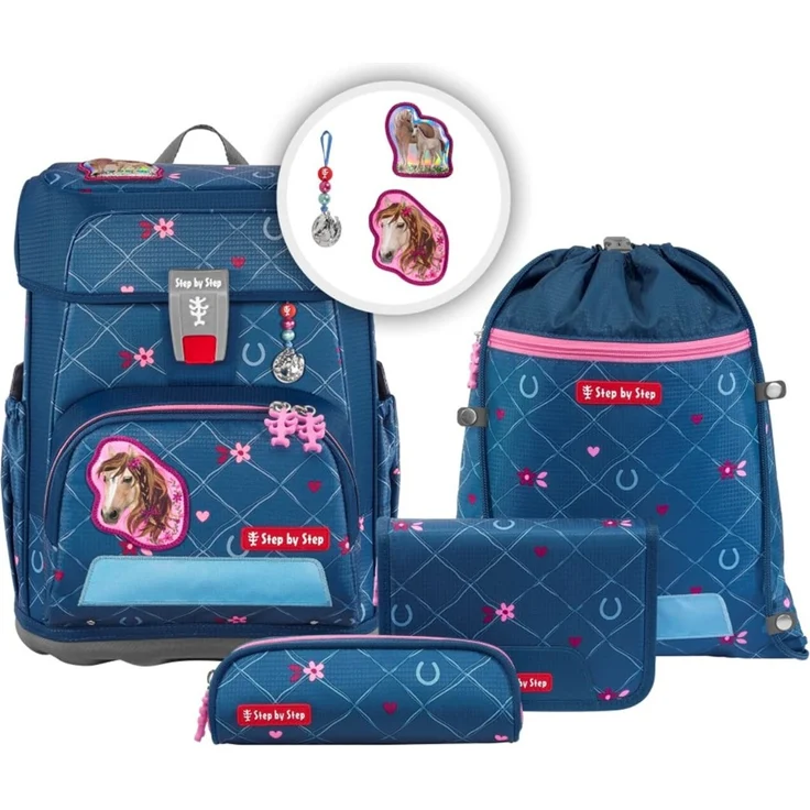 Step by Step Cloud 'Horse Lima' Anfängerranzen Set, 5-teilig, 19 Liter, 990 g, reflektierend, blau/pink – Bild 1