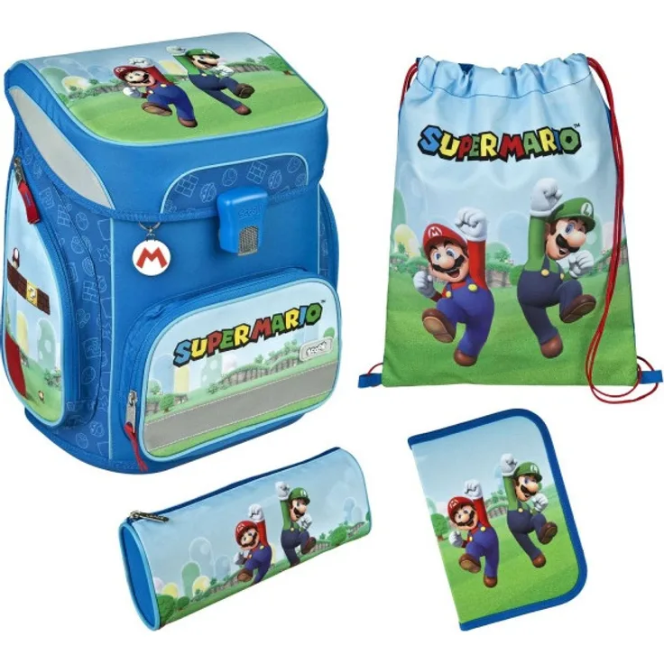 scooli EasyFit Schulranzen Set 5-tlg. Super Mario