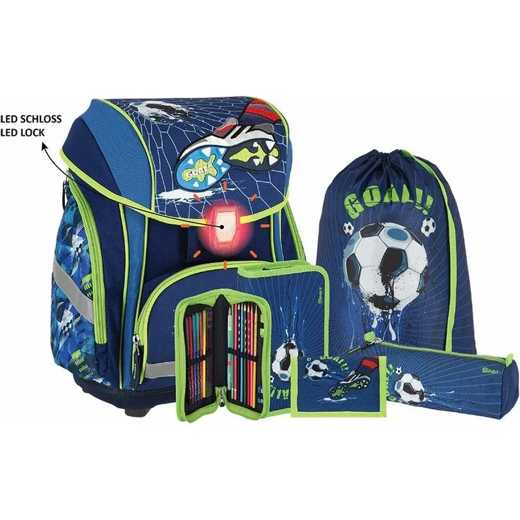 Spirit Schulrucksack-Set 5tlg. Smart - Motiv: Football Goal, 41 cm, 24 Liter, 1,2 kg - Farbe: blau